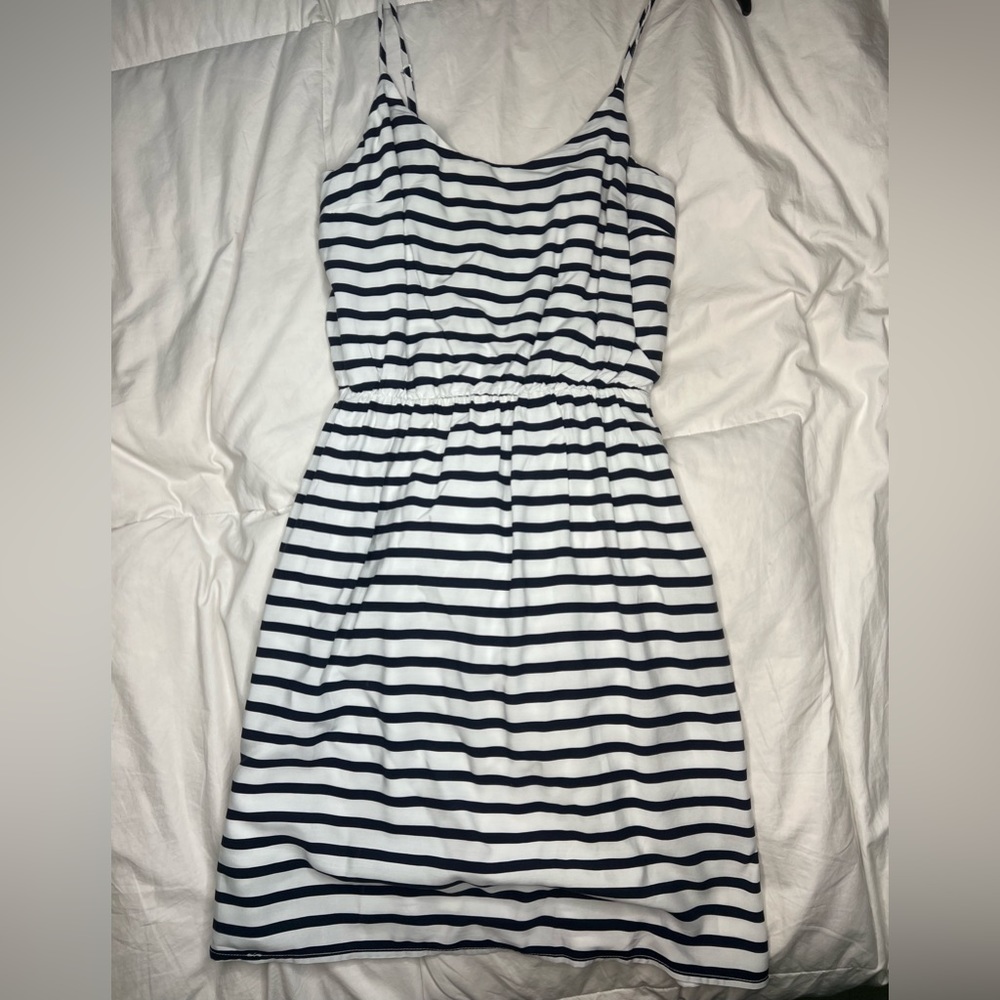 Striped dress with a cinched waist — perfect for summer!
